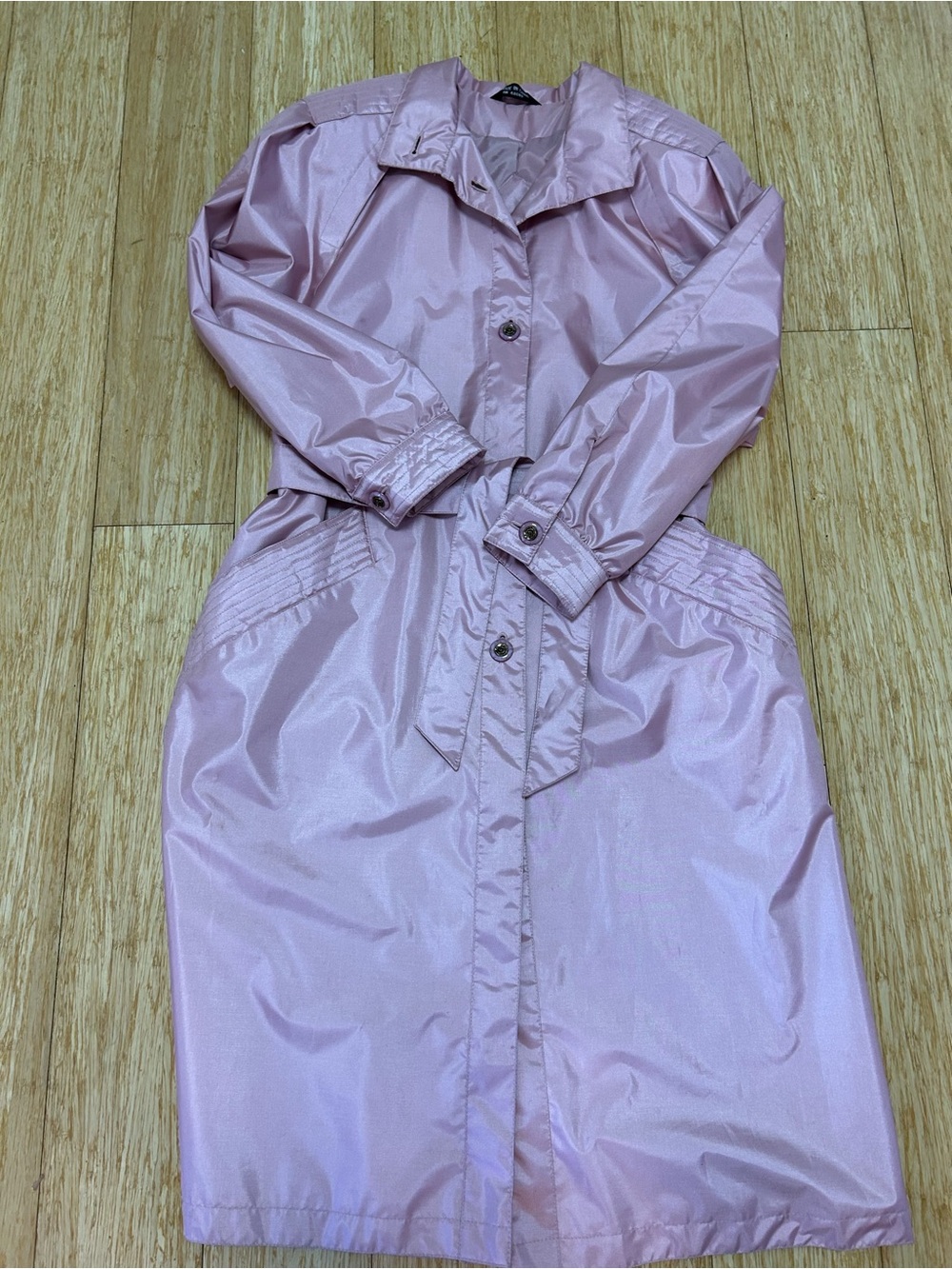 British Mist Light Pink Shiny Trench Coat, NWOT, SZ Petite 10, So Beautiful!!!
